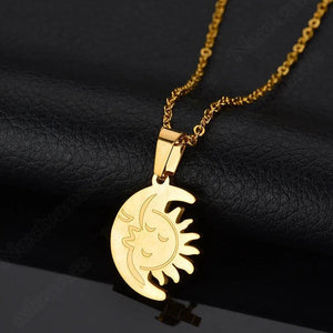 Couple Moon Sun Name Necklace Stainless Jewelry