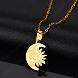 Couple Moon Sun Name Necklace Stainless Jewelry
