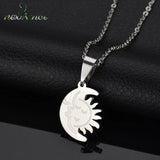 Couple Moon Sun Name Necklace Stainless Jewelry