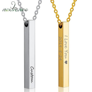 Nextvance Personalized Bar Necklace Engraved Date Name Pendant Necklace