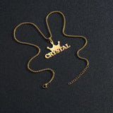 Auxauxme Crown Name Necklace Personalized Stainless Steel