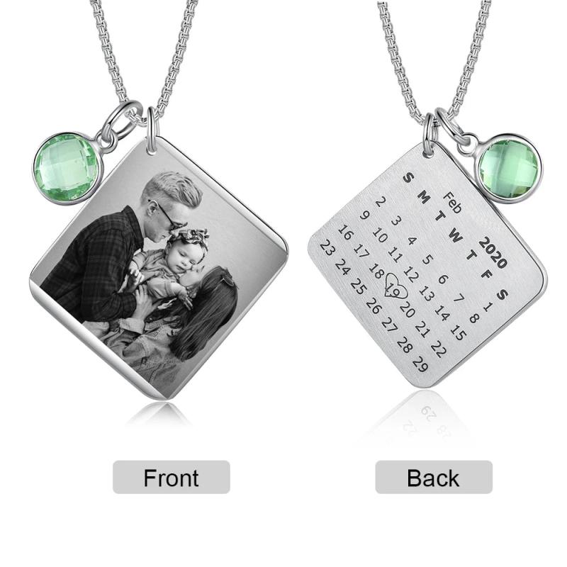 Personalized Birthstone Date Necklace