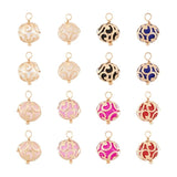 32Pcs Pearl Round Charms with Brass Findings for DIY Jewelry Making