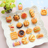 20Pcs Cartoon Bread Resin Charms for DIY Jewelry Making