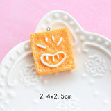 20Pcs Cartoon Bread Resin Charms for DIY Jewelry Making