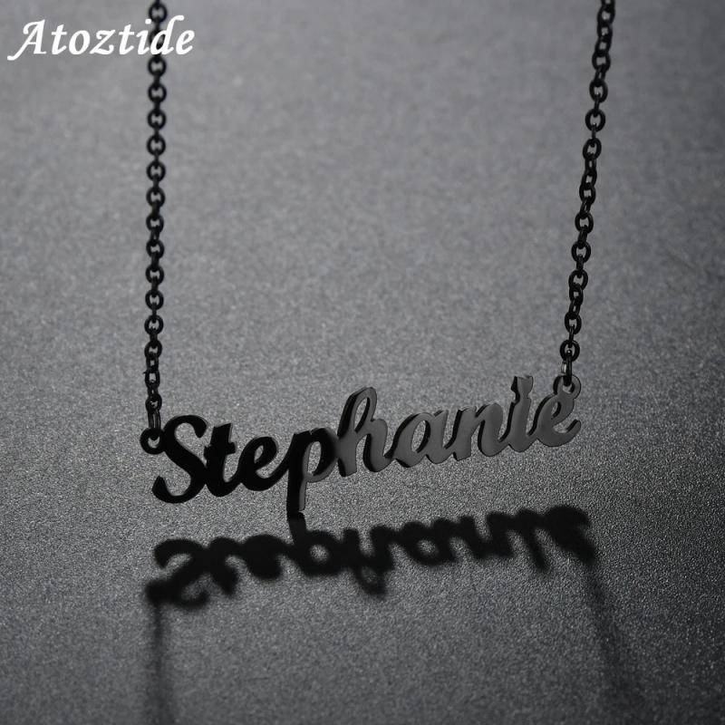 Atoztide Personalized Steel Name Necklace Choker Pendant Gift