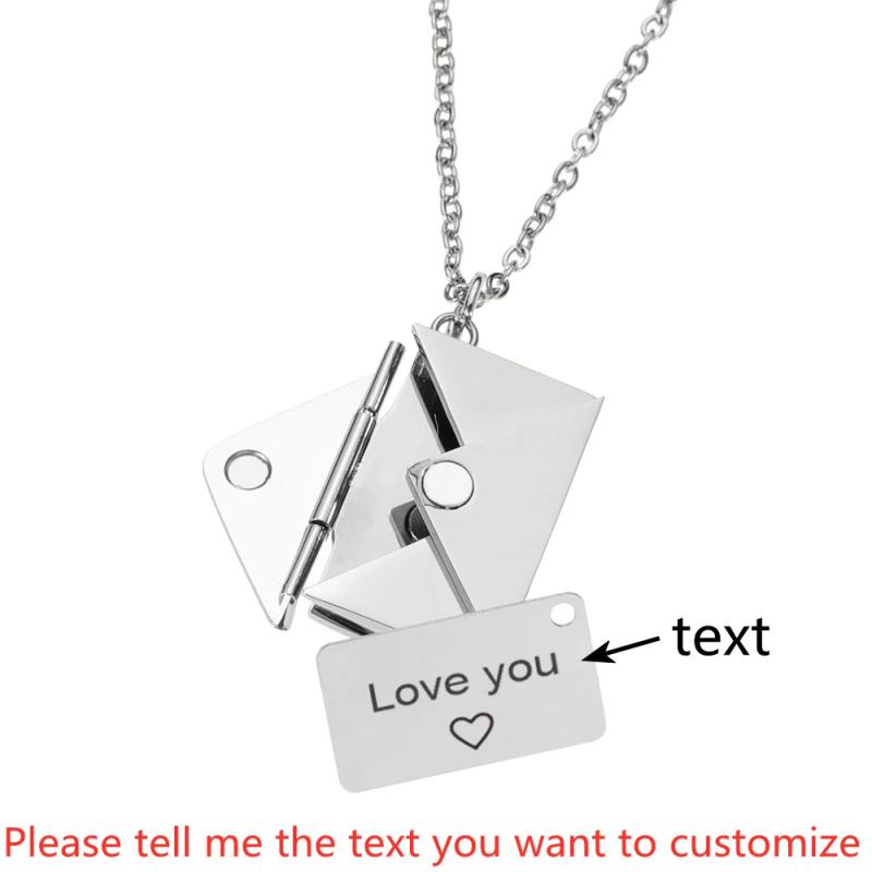Love Letter Envelope Pendant Necklace Stainless Steel Jewelry