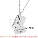 Love Letter Envelope Pendant Necklace Stainless Steel Jewelry