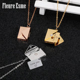 Love Letter Envelope Pendant Necklace Stainless Steel Jewelry
