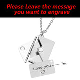 Love Letter Envelope Pendant Necklace Stainless Steel Jewelry