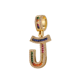39*15.5mm Rainbow CZ Initial Letter Charms for DIY Pendant Jewelry Making