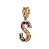 39*15.5mm Rainbow CZ Initial Letter Charms for DIY Pendant Jewelry Making