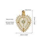 2pcs Boho Water Drop Flower Stone Charms Pendant DIY Necklace