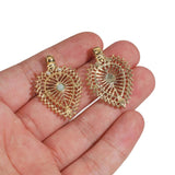 2pcs Boho Water Drop Flower Stone Charms Pendant DIY Necklace