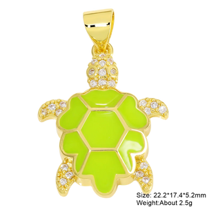 Micro Pave Zircon Enamel Turtle Charms for Jewelry Making