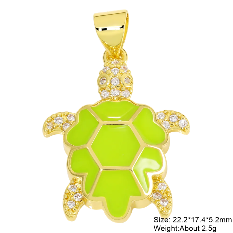 Micro Pave Zircon Enamel Turtle Charms for Jewelry Making