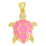 Micro Pave Zircon Enamel Turtle Charms for Jewelry Making