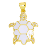 Micro Pave Zircon Enamel Turtle Charms for Jewelry Making