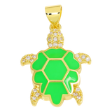 Micro Pave Zircon Enamel Turtle Charms for Jewelry Making