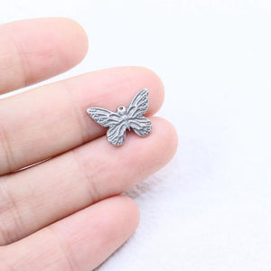 5pcs 15mm Stainless Steel Butterfly Charms Pendant DIY Jewelry 2 Colors