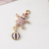 10pcs Circus Elephant Bear on ball Enamel Charm Alloy Pendant DIY Accessories