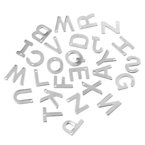 100pcs Mix 26 Alphabet Heart Stainless Steel Pendant DIY Necklace Bracelet