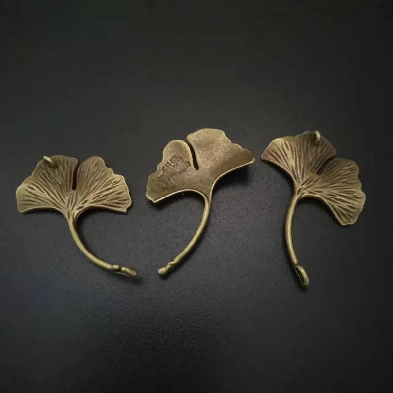 15PCS Antique Bronze Ginkgo Leaf Charms Pendant Finding Bracelet Anklet 46*28MM