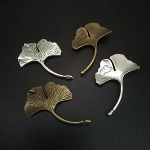 15PCS Antique Bronze Ginkgo Leaf Charms Pendant Finding Bracelet Anklet 46*28MM