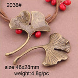 15PCS Antique Bronze Ginkgo Leaf Charms Pendant Finding Bracelet Anklet 46*28MM