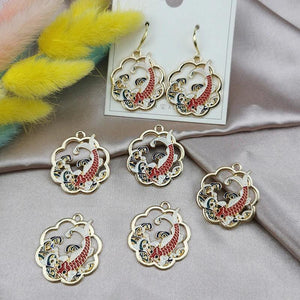 10pcs Fish Enamel Charms Bracelet DIY Goldfish Pendants