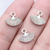 40pcs Antique Silver Fan Charms Pendant DIY Jewelry Making Findings