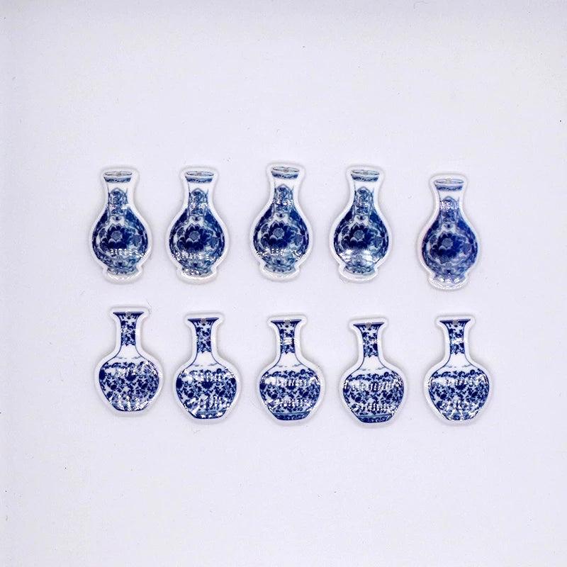 10pcs Vintage Porcelain Charms Chinese Style Earring Bracelet Keychain Pendants