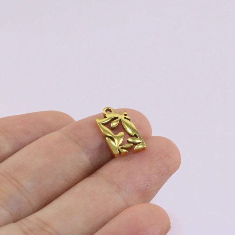 10pcs Stainless Steel Leaves Charms Pendant Unfading 2 Colors