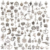 100 Pcs Tibetan Silver Mixed Styles Charm Pendants DIY Jewelry