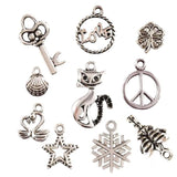 100 Pcs Tibetan Silver Mixed Styles Charm Pendants DIY Jewelry