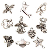 100 Pcs Tibetan Silver Mixed Styles Charm Pendants DIY Jewelry