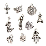 100 Pcs Tibetan Silver Mixed Styles Charm Pendants DIY Jewelry