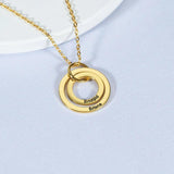 Dainty Round Double Hoop Charm Name Pendant Necklace for Women