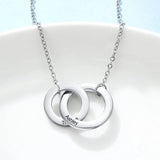 Dainty Round Double Hoop Charm Name Pendant Necklace for Women