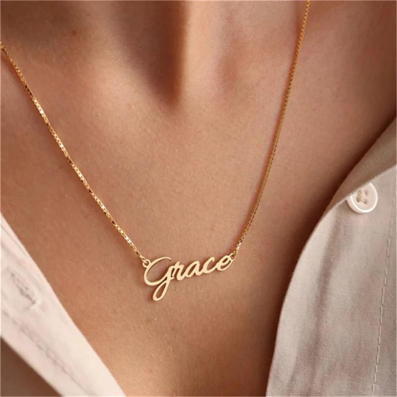 Custom Letter Necklace for Women - Stainless Steel Name Pendant