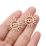 10-20pcs Raw Brass Sun Eye Charms Pendant DIY Jewelry Findings Making