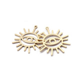 10-20pcs Raw Brass Sun Eye Charms Pendant DIY Jewelry Findings Making