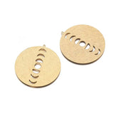 6pcs Raw Brass Textured Moon Phases Charms Celestial Pendant DIY Jewelry Making