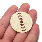 6pcs Raw Brass Textured Moon Phases Charms Celestial Pendant DIY Jewelry Making