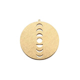6pcs Raw Brass Textured Moon Phases Charms Celestial Pendant DIY Jewelry Making