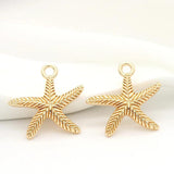 4PCS 20x25MM 28x28MM 24K Plated Brass Starfish Charms Pendants