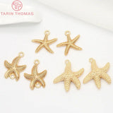 4PCS 20x25MM 28x28MM 24K Plated Brass Starfish Charms Pendants
