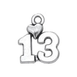 Love Number 10 11 12 13 with Heart Charm Pendants