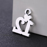 Love Number 10 11 12 13 with Heart Charm Pendants