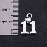 Love Number 10 11 12 13 with Heart Charm Pendants